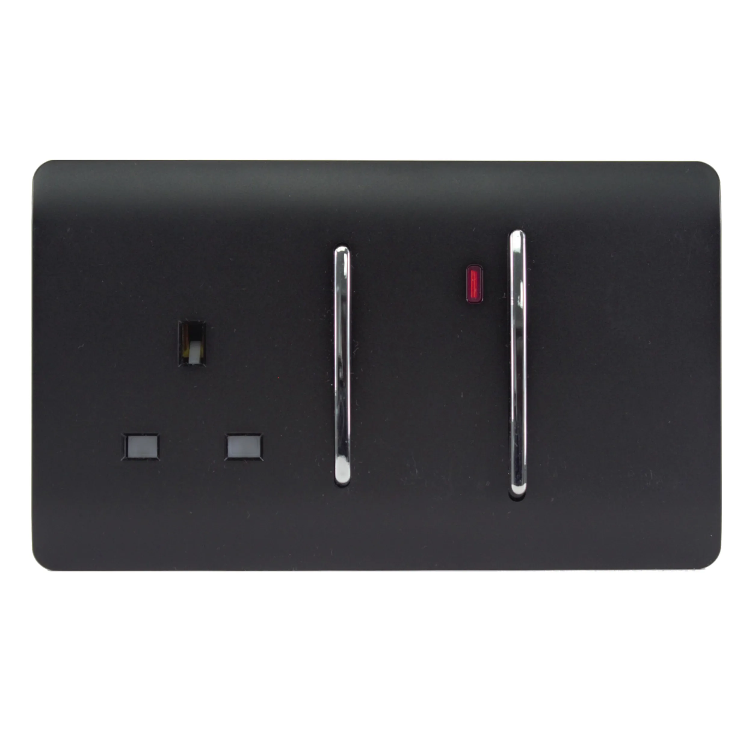 ART-WHS213MBK  45A Double Pole Switch With Socket & Neon Matt Black